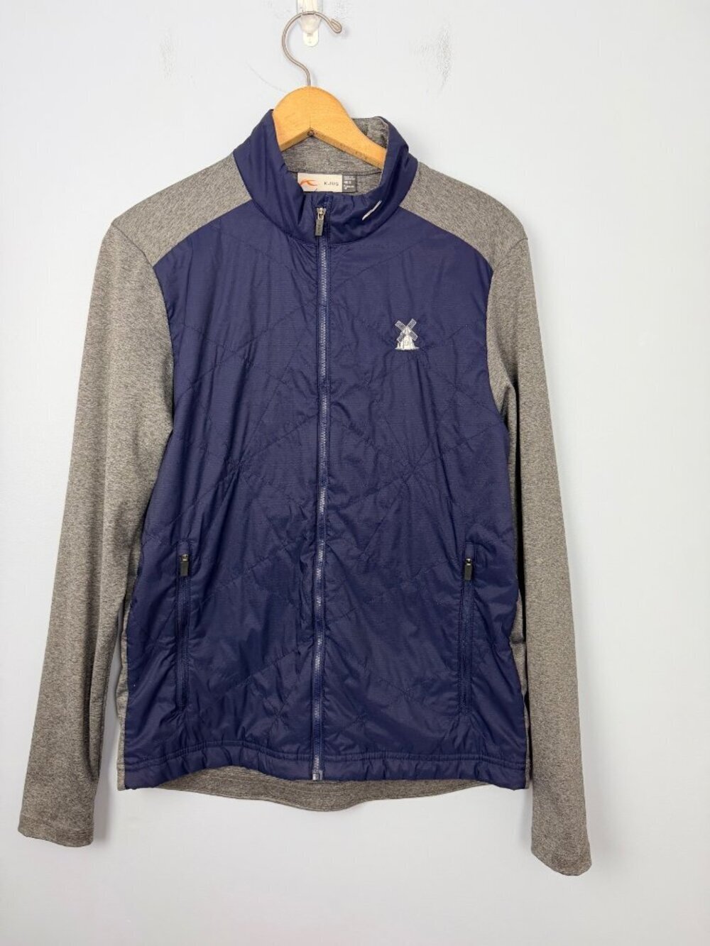 KJUS Mens S Retention Jacket Quilted Full-Zip Navy and Gray Oyster Harbors Club